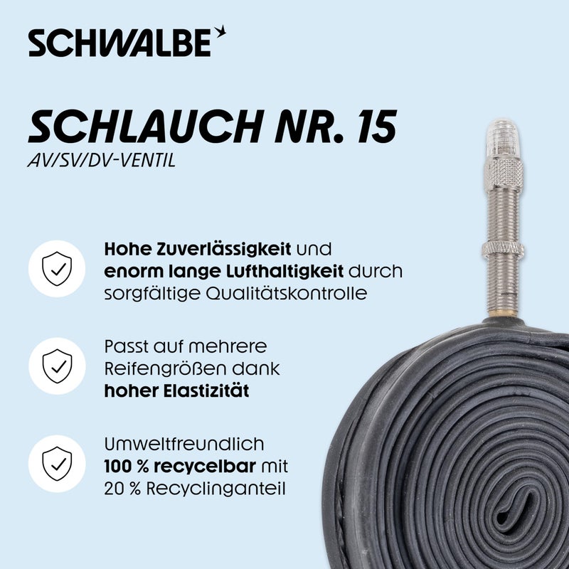 شوالبي أنبوب دراجة SCHWALBE مع صمام بريستا 60 مم، 28 × 0.75-1.0 بوصة - Image 2